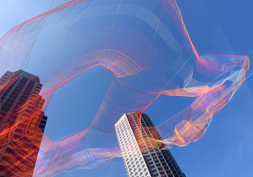 "As If It Were Already Here" sculpture for Boston's Rose Kennedy Greenway by Janet Echelman